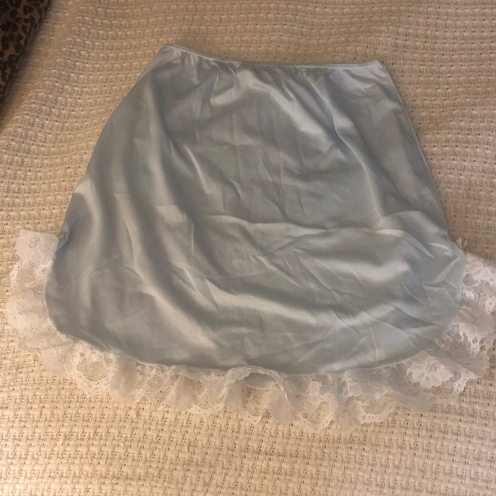 Elegant Blue Lace Trim Slip